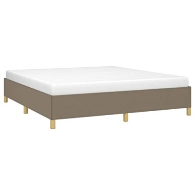Abbildung von vidaXL Bettgestell, Polsterbett Bett für Schlafzimmer, Bettrahmen mit Lattenrost, Schlafzimmerbett Doppelbett, Taupe 160x200cm Stoff