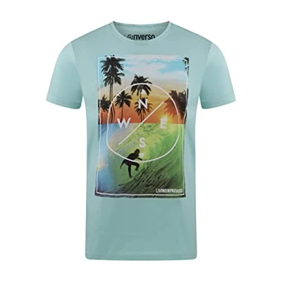 Abbildung von riverso Herren T Shirt RIVLukas Fotodruck Rundhals O Neck Kurzarm Regular Baumwolle Türkis M, Größe:M, Farbe:Türkis (LJD)