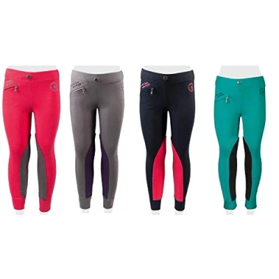 Abbildung von Pfiff Unisex Kinder 102603 Reitleggings Ella Stoff Besatz Mädchenreithose, Blau / Pink 152 Reithose, Blau/Pink, EU
