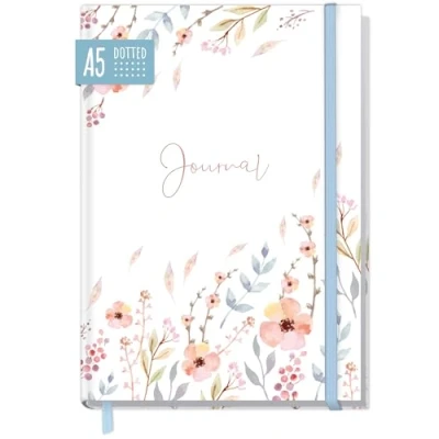 Abbildung von paper&amp;you® Bullet Journal dotted A5 mit Gummiband &quot;Sweet Flowers&quot; 156 Seiten, Notizbuch gepunktet, Tagebuch nachhaltig &amp; klimafreundlich