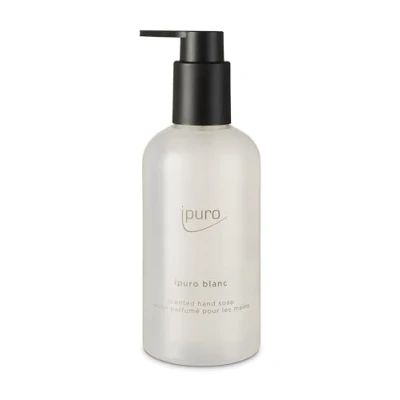 Abbildung von ipuro Classic BLANC Handseife 250ml Flüssigseife vegan, mit Geranie, Minze und Sandelholz Duft Dermatologisch getestet Seifenspender Weiß flüssige für geschmeidige Hände