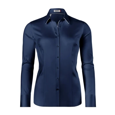 Abbildung von Vincenzo Boretti Tailliert Stretch Hemdbluse, Damen, Größe: 36, Dunkelblau