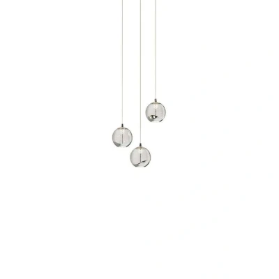 Abbildung von Lucande Pendelleuchte Hayley, LED Leuchtmittel fest verbaut, warmweiß, Modern, Glas, Metall, klar, chrom, 3 flammig, inkl. Leuchtmittel, Glas