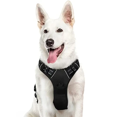 Abbildung von Eagloo Hundegeschirr Grosse Hunde, Anti Zug mit Reflexstreifen und Kontrolle, Verstellbar Einstellbar Geschirr Hund Groß, Brustgeschirr für Labrador, Schwarz, XL