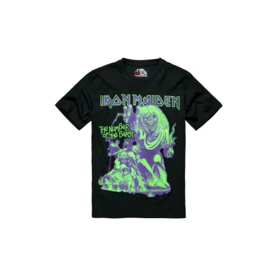 Abbildung von Brandit IRON Maiden NOTB GLOW IN THE DARK Pigment Tshirt print, Herren, Größe: Small, Black
