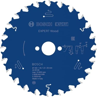 Abbildung von Bosch Professional Kreissägeblatt Expert for Wood (Holz, 140 x 20 1,8 mm, 24 Zähne, Zubehör Kreissäge)