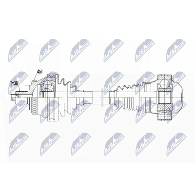 Abbildung von NTY NPW AU 046 Antriebswelle Vorderachse links 615 AUDI: A4 B7 Avant, B6 B6/B7 Cabrio