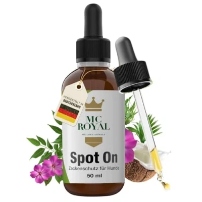 Abbildung von MC Royal® Spot on für Hunde [Jahresvorrat] Zeckenmittel mit Bio Margosa Extrakt &amp; effektivem Wirkstoff Saltidin Zeckenschutz Hund 50 ml