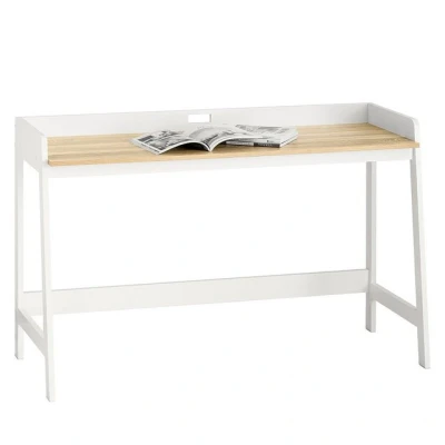 Abbildung von SoBuy FWT41 WN Schreibtisch Tisch Computertisch Bürotisch weiß/Natur BHT ca. 125x80x52cm