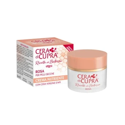 Abbildung von Cera di Cupra, Traditionelle Rosa Creme Formulierung, mit reiner Bienenwachs, reich an schützenden Komponenten, Anti Aging Wirkung, Made in Italy, Dermatologisch Getestet, Glas 50 ml