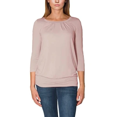 Abbildung von Alkato Damen Viskose Shirt 3/4 Arm Longshirt Top, Farbe: Altrosa, Größe: L