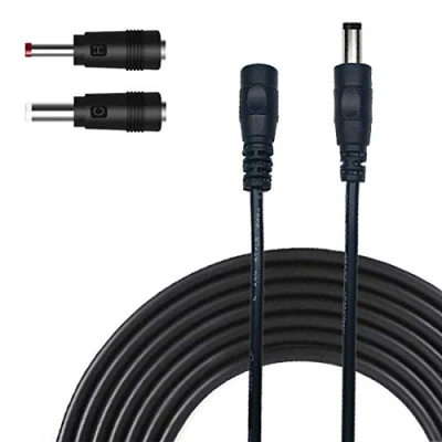 Abbildung von Liwinting 3m/9.84Feet DC Verlängerungskabel 5.5x2.1 mm Anschlusskabel Gleichstrom Verbinderkabel Verteiler Männlich zu Weiblich Verbinder für Netzteil, LED, CCTV Kamera Power, Und 2 Wandler