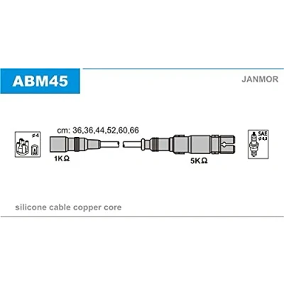 Abbildung von JANMOR ABM45 Zündkabelsatz AUDI: 80 B4 Limousine, Coupe B3, Avant