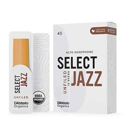 Abbildung von D&#039;Addario Organisch Select Jazz Unfiled Alto Saxophon Stimmzungen Saxophonrohre 4 Weich, 10 Packung