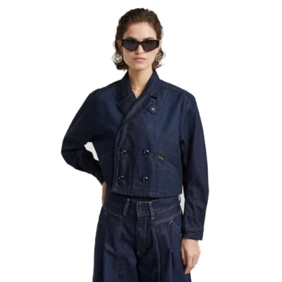 Abbildung von G STAR Cropped Peacoat Jacket Jeansjacke, Damen, Größe: Large, Worn in deep frisian night