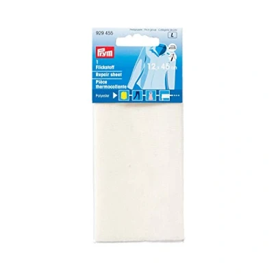 Abbildung von Prym 929455 1 Reparaturblatt zum Aufbügeln, 12 x 45 cm, Ecru, Polyester, cm