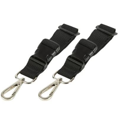 Abbildung von TINÉO Kinderwagenbefestigungen für Wickeltaschen (2 Stück) Universelle Karabiner aus metall Kinderwagen, Taschenhalter Kinderwagen Zubehör, Kinderwagenbefestigung Handtaschen (Schwarz)