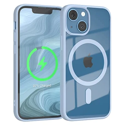 Abbildung von EAZY CASE Crystal TPU Hülle kompatibel mit iPhone 13 Mini Qi Charging, Silikon Kameraschutz, Slimcover, Handyhülle, Silikonhülle, Transparent/EIS Blau