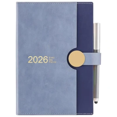 Abbildung von Akademischer Terminplaner 2026, A5, Seite pro Tag, von Januar 2026 bis Dezember 12 Monate Tagesplaner, Hardcover mit Stift (Blau)