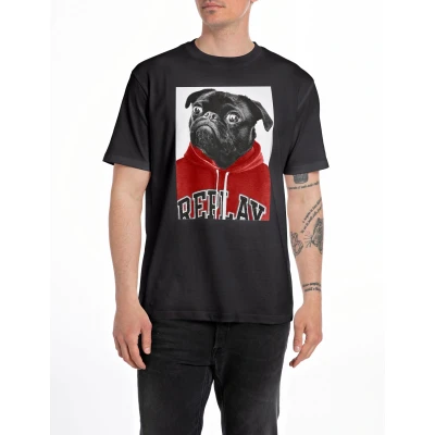 Abbildung von Replay Tshirt print, Herren, Größe: Small, Nearly black