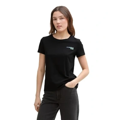 Abbildung von TOM TAILOR Denim Damen 1046576 T Shirt, 14482 Deep Black, L