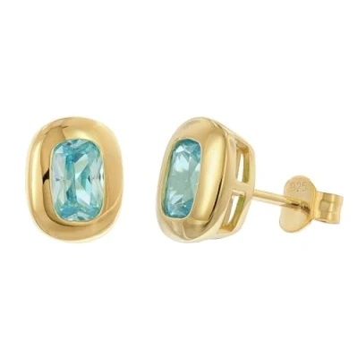 Abbildung von Acalee AC8952 02 Damen Ohrstecker 925 Silber Vergoldet Zirkonia Aquamarinblau