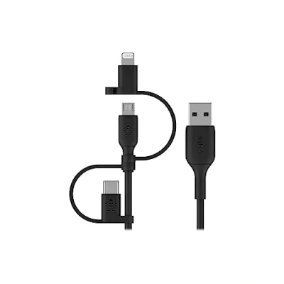 Abbildung von Belkin Universal Kabel (3 in 1, USB C , Lightning Micro Ladekabel) Smartphones, Tablets, Powerbanks und andere Geräte laden (1 m)