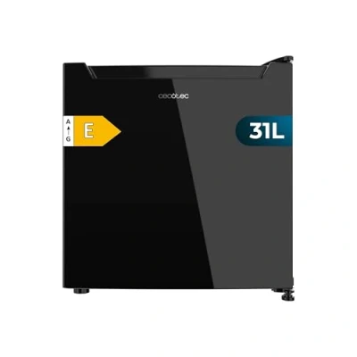Abbildung von Cecotec Mini Kühlschrank Bolero CoolMarket TT 31 Dual Black Glass E. Energieklasse E, Tischkühlschrank Schwarzes Glas 49,6x47,4cm, 31L, Funktion, Herausnehmbares Fach