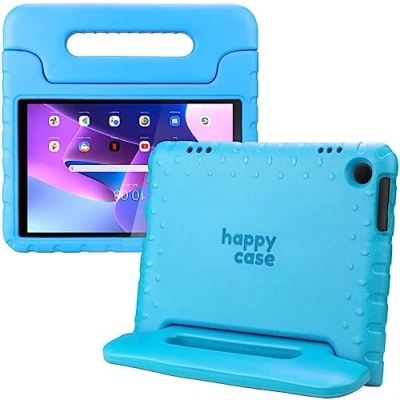 Abbildung von HappyCase Kinder Tablet Hülle Geeignet für Lenovo Tab M10 Gen 3 (10.1) Kinderfreundliche Schutzhülle Kinderhülle mit Griff und Ständer Blau