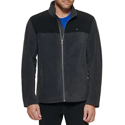 Abbildung von Tommy Hilfiger Herren Lightweight Polar Fleece Jacket Fleecejacke, Schwarz/Dunkelgrau, M