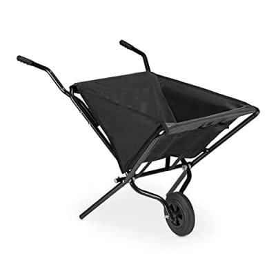 Abbildung von Relaxdays Faltschubkarre, mit Vollgummireifen, Stahl &amp; Polyester, 46 Liter, Klappschubkarre HBT: 70x112x67 cm, schwarz