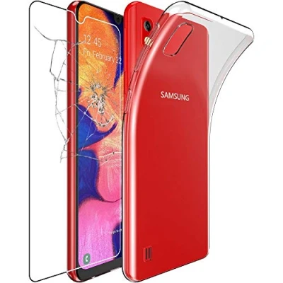 Abbildung von ebestStar Hülle für Samsung Galaxy A10 SM A105F, Silikon Handyhülle Cover, Klar TPU Schutzhülle, Slim Handy Case, Transparent + Panzer Schutz Glas