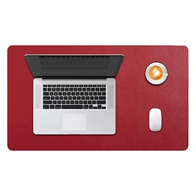 Abbildung von DOBAOJIA Schreibtischunterlage, Schreibtischmatte, Desk Pad, Schreibtischschutz, Schreibblock, für Laptop/Tastatur/Maus, PU Leder Wasserdicht + Wildleder Rutschfest 60 x 35cm(Winerot)
