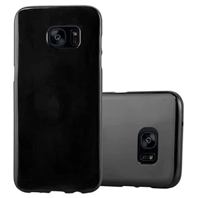Abbildung von Cadorabo Hülle kompatibel mit Samsung Galaxy S7 Edge Schutzhülle TPU Silikon Case Jelly Design Slim Kratzfest Weiche Gummi Rundumschutz für in Schwarz