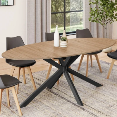 Abbildung von IDMarket Esstisch, oval, Alix, 10 Personen, Spinnenfuß, Holz und Schwarz, 200 cm