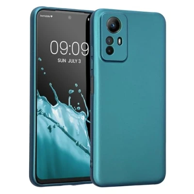 Abbildung von kwmobile Handyhülle kompatibel mit Xiaomi Redmi Note 12S Hülle weiche Silikon Case metallisch schimmernd in Metallic Karibikblau