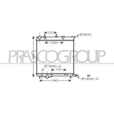 Abbildung von PRASCO CI304R002 Kühler, Motorkühlung Aluminium 380 389 22 Kühlrippen gelötet CITROËN: C2 Schrägheck, C3 Pluriel, DS3 Schrägheck
