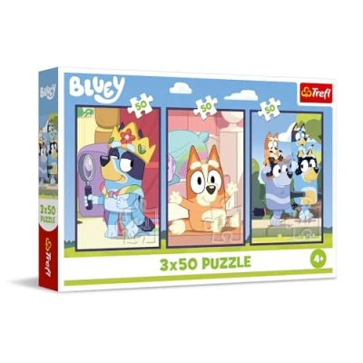 Abbildung von Trefl 3in1 Puzzle: Bluey, Familie Bluey 3 x 50 Teile, 3er Puzzle Set für Kinder ab 4 Jahren