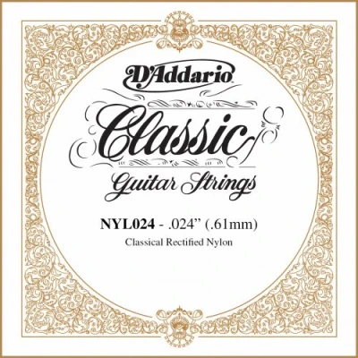 Abbildung von D&#039;Addario NYL024 Einzelsaite Konzertgitarre Rectified Nylon 024 umwickelt silber