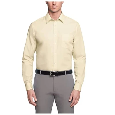Abbildung von Van Heusen Herren Kleid Shirt Regular Fit Popeline Solid Klassisches Hemd, Zitronenglasur, 42 cm Hals 91 94 Ärmel