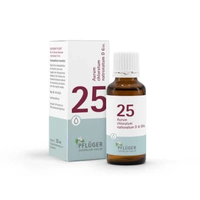 Abbildung von Schüßler Salz Nr. 25 Aurum chloratum natronatum D6 30 ml