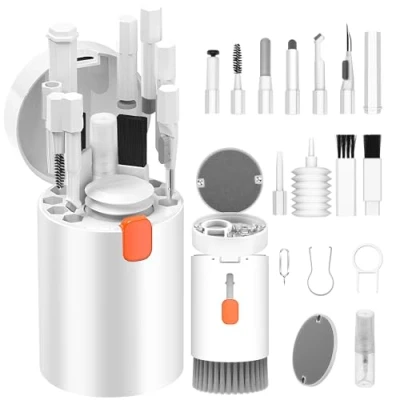 Abbildung von VICHYIE 20 in 1 Tastatur Reinigungsset mit Bürste, Kopfhörer für AirPods 1/2/3/Pro, PC Zubehör Laptop, Handys, Tastatur, Ohrhörer, Kamera