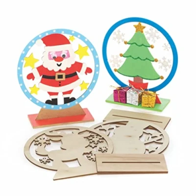 Abbildung von Baker Ross FC112 Weihnachts Schneekugeln aus Holz 5er Pack, Holzbasteleien zum Basteln und Dekorieren, Weihnachtsdekorationen Selbermachen