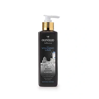 Abbildung von Olivolio botanics 95% natürliche Körperlotion mit vulkanischer Lava ohne Mineralöl und Parabene 250 ml