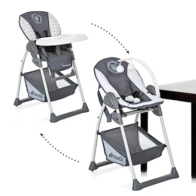 Abbildung von hauck Hochstuhl mit Babyliege Sit N Relax 2in1 ab Geburt bis 15 kg, Höhenverstellbarem Gestell Rollen, XL Korb, Essbrett, Klappbar, Verstellbar, Spielebogen (Disney Mickey Cool Vibes)