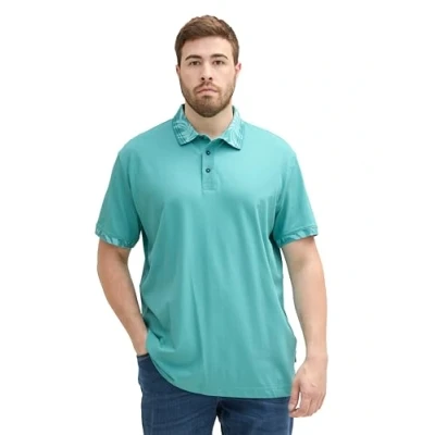 Abbildung von TOM TAILOR Herren Plussize Basic Poloshirt mit gemustertem Kragen, meadow teal, 3XL