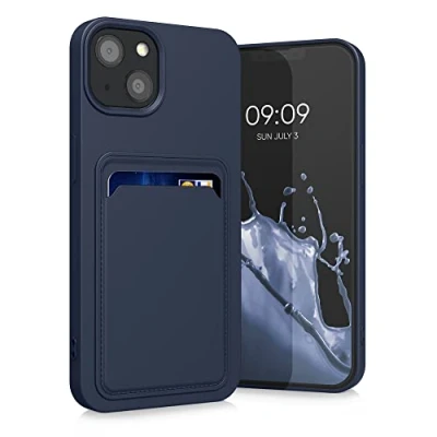 Abbildung von kwmobile Handyhülle kompatibel mit Apple iPhone 13 Hülle Handy Cover Fach für Karten in Dunkelblau