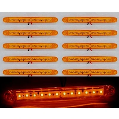 Abbildung von 24/7 Auto 10 Stück 24 V 12 LEDs seitliche Umrissmarkierung bernsteinfarbene orange Lichter für LKW, Anhänger, Wohnwagen, Chassis, Bus Kipper