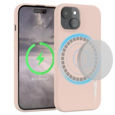 Abbildung von EAZY Case Silikonhülle für iPhone 15 Hülle mit MagSafe Silikon Rosa weich stoßfeste Handyhülle Schutzhülle Kameraschutz Dünn Premium Schutz Cover TPU Phone Bumper in Braun