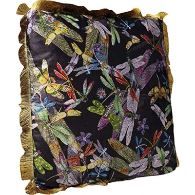 Abbildung von Kare Design Kissen Tropical Garden Fringe, Mehrfarbig, Fransen, Zierkissen, Samtoptik, Dekokissen mit Reißverschluss, 45x45 cm (L/B)